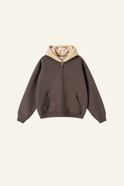 Men's Streetwear Brand Fleece-Lined Hooded Jacket
