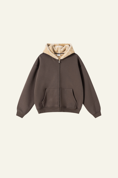 Men's Streetwear Brand Fleece-Lined Hooded Jacket
