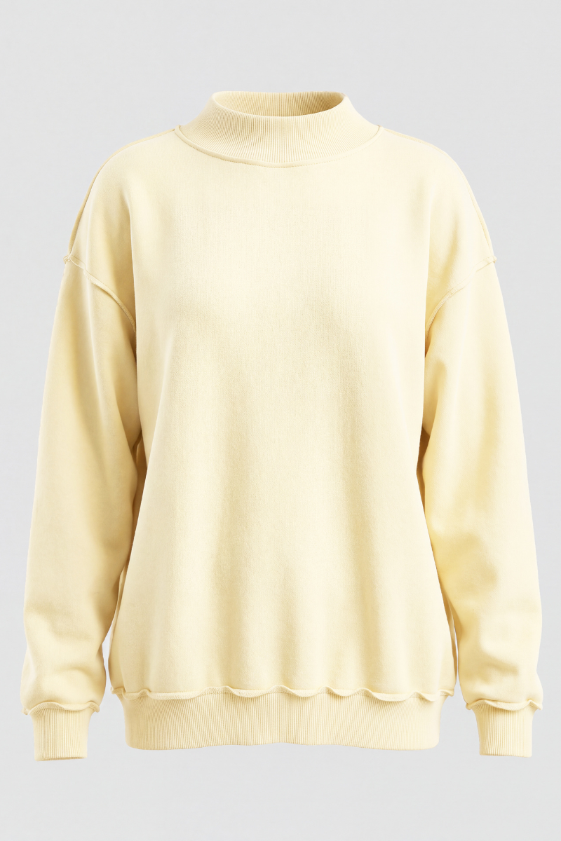 Unisex Fall Clothing Mock-Neck Drop-Shoulder Sweatshirt