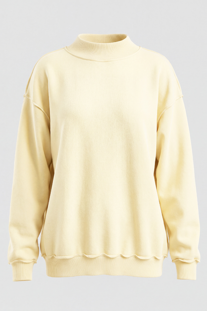 Unisex Fall Clothing Mock-Neck Drop-Shoulder Sweatshirt