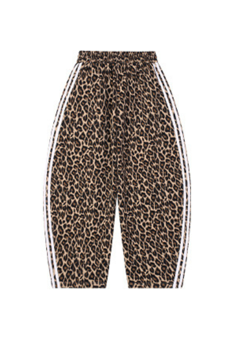 Men's Fall Winter Vintage Leopard Curved-Leg Sweatpants