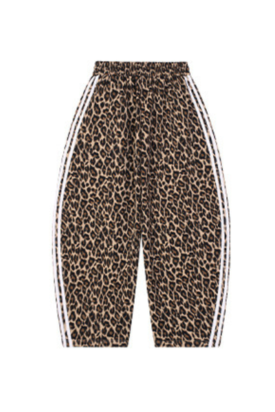 Men's Fall Winter Vintage Leopard Curved-Leg Sweatpants
