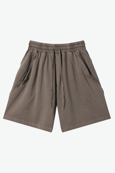 Men's 330g Cotton Washed Elastic Raw Stripe Webbing Shorts