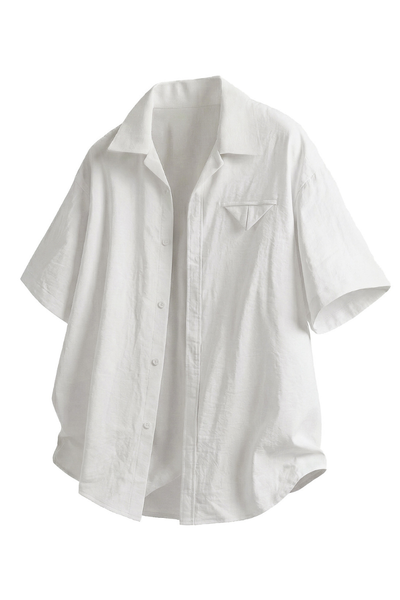 Men's Summer Camp Collar Breathable Linen Short Sleeve Shirt
