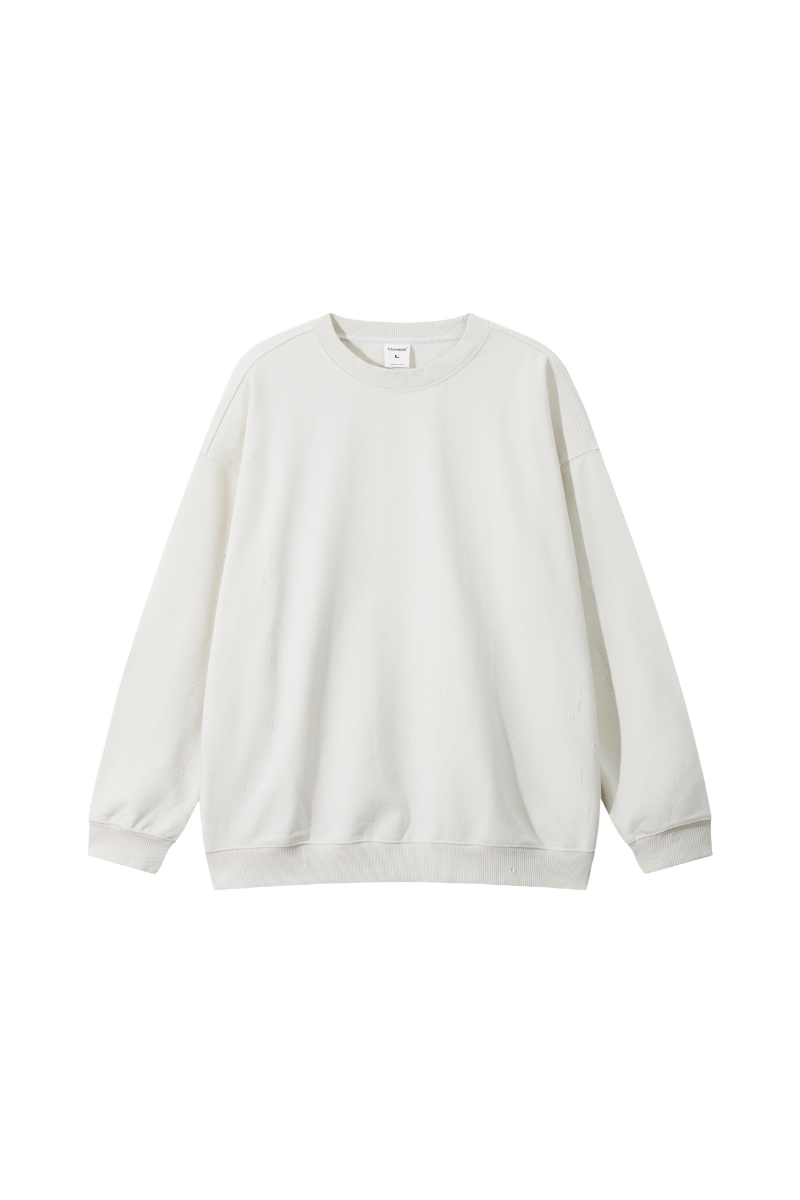 Unisex Fall Clothing Washed Distressed Oversized Sweatshirt
