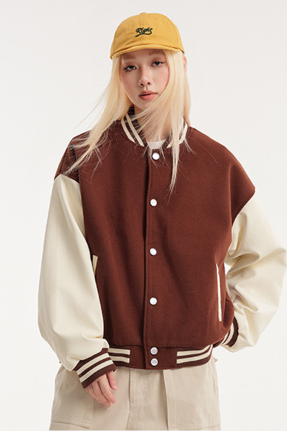 Unisex American Retro Sporty Baseball Jacket Cleanfit Loose