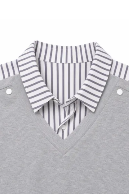 Men's Summer Layered Stripe-Spliced Short-Sleeve T-Shirt