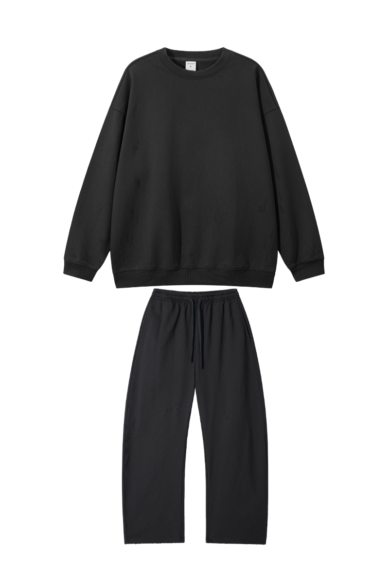 Women Fall Clothing Washed Pullover Wide Leg Sweatpants Set