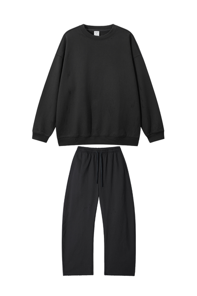 Unisex Fall Clothing Relaxed Pullover Sweatpants Set
