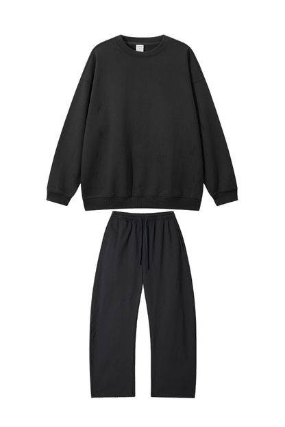 Women Fall Clothing Washed Pullover Wide Leg Sweatpants Set