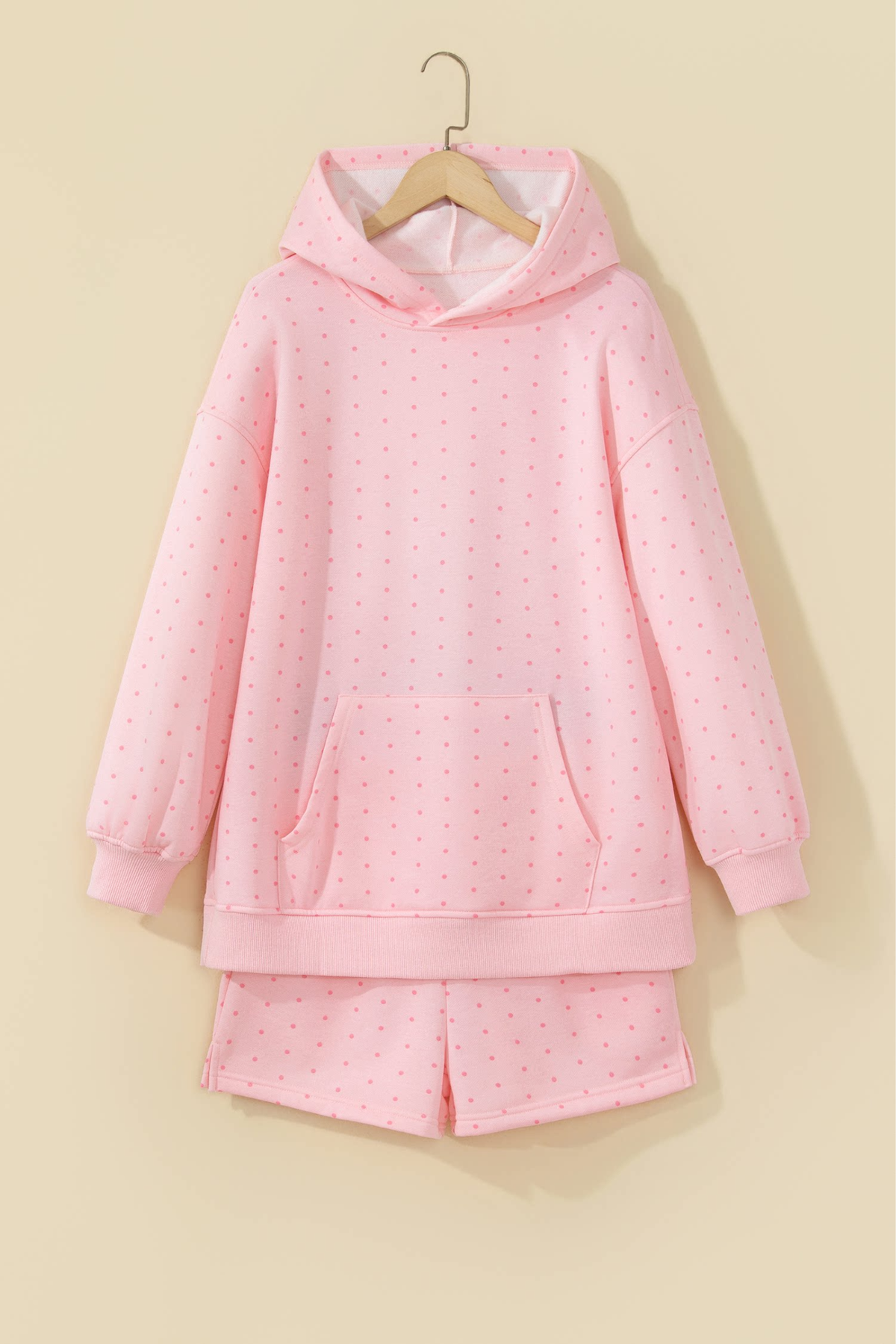 Women's Fall Polka Dot Hooded Two Piece Casual Set