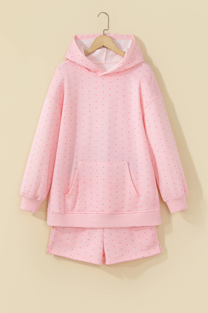 Women's Fall Polka Dot Hooded Two Piece Casual Set