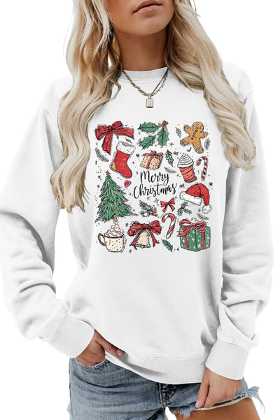 Women Fall Clothing Merry Christmas Gift Graphic Sweatshirt