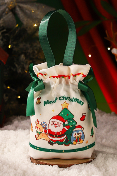 Christmas Canvas Apple Pouch Holiday Gift Packaging Bag