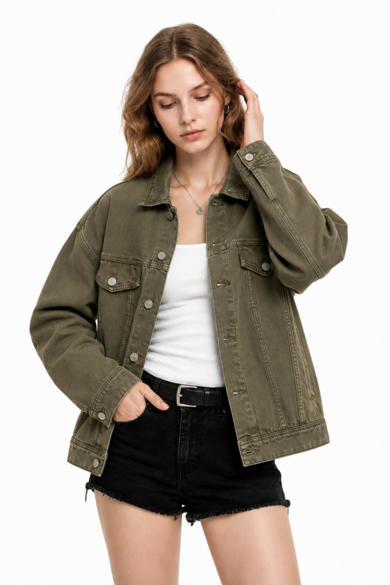 Women's & Unisex Oversized Washed Denim Jacket