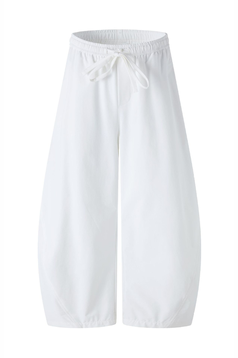 Women's Summer Straight White Parachute Pants