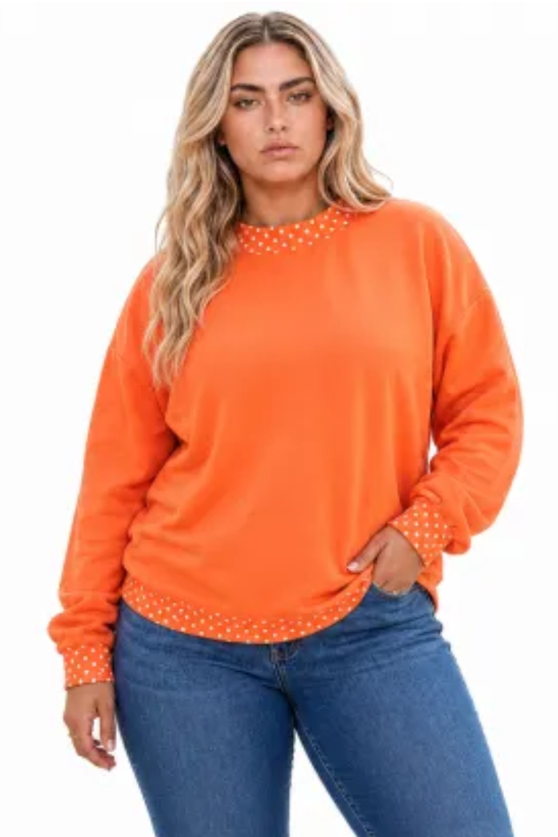 Women Fall Plus Size Contrast Drop Shoulder Sweatshirt