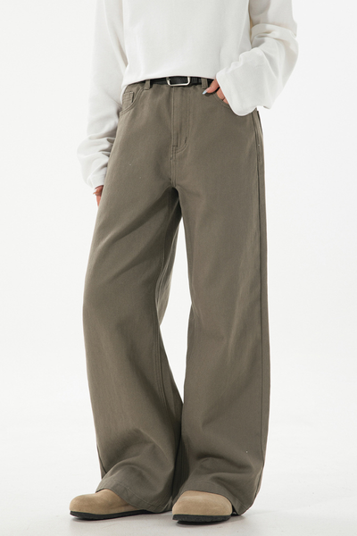 Men's Fall Twill Loose Straight Cotton Semi-Elastic Pants