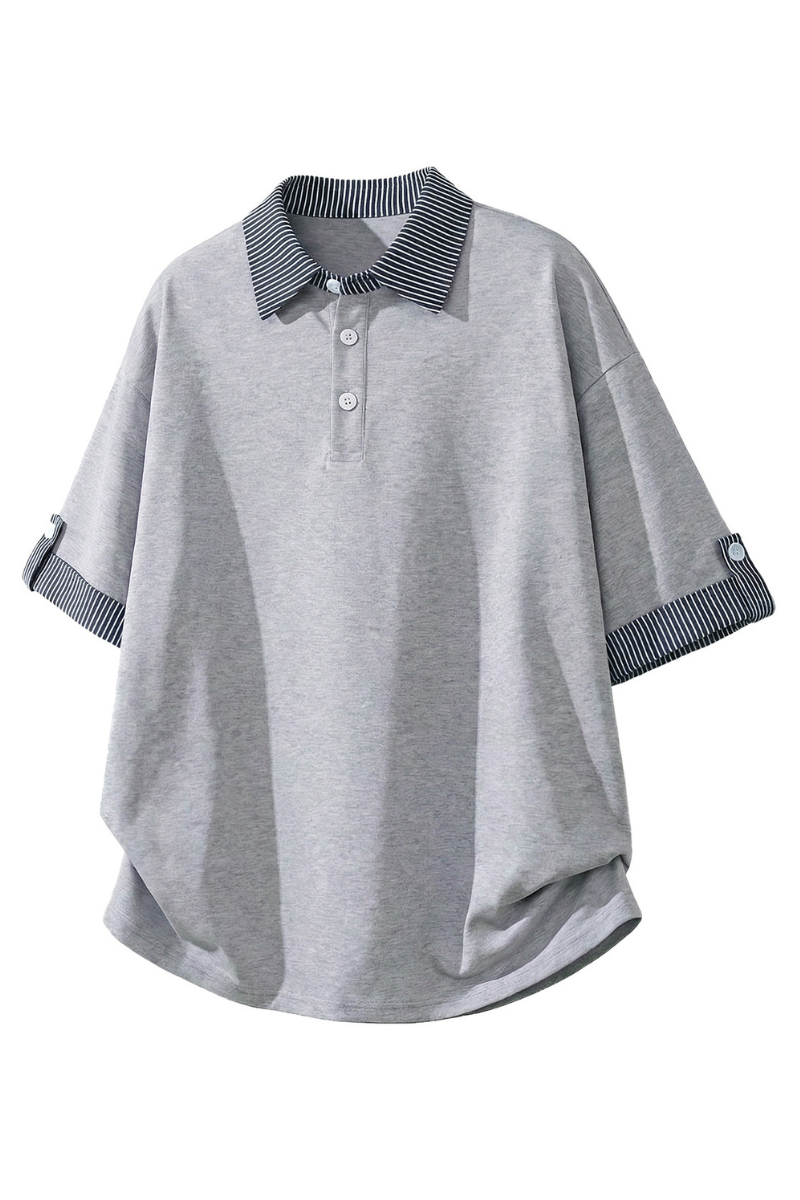 Men's Summer Cuff Contrast Mock Layer Miu Polo