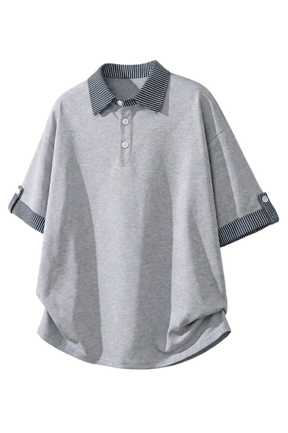 Men's Summer Cuff Contrast Mock Layer Miu Polo