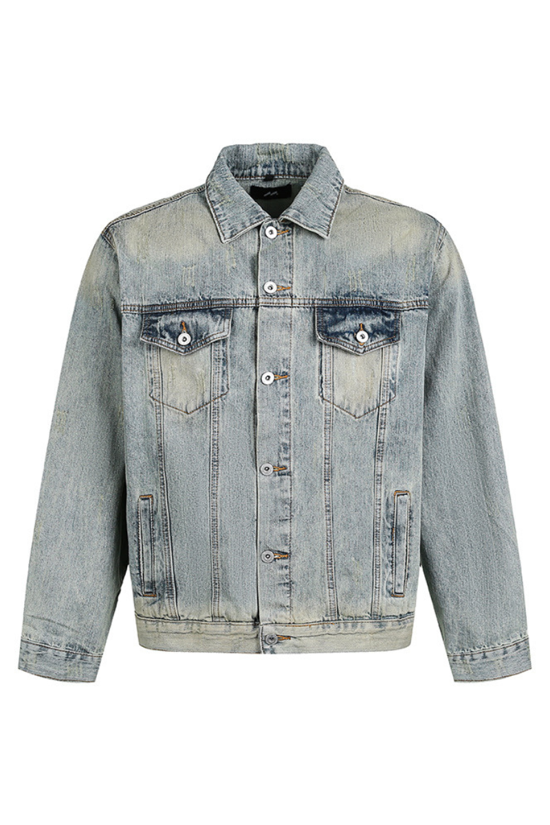 Unisex American Retro Washed Denim Loose Cleanfit Jacket