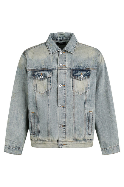 Unisex American Retro Washed Denim Loose Cleanfit Jacket