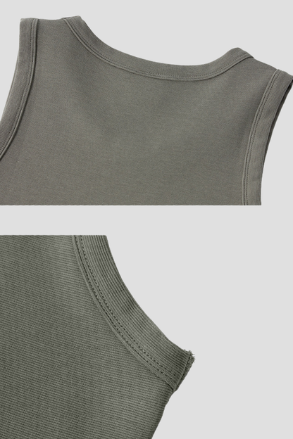Men's 300g Heavy Raw Edge Earth Tone Moisture Wicking Tank