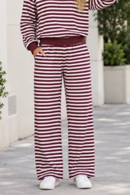 Women All Season Striped Straight Leg Lounge Pants