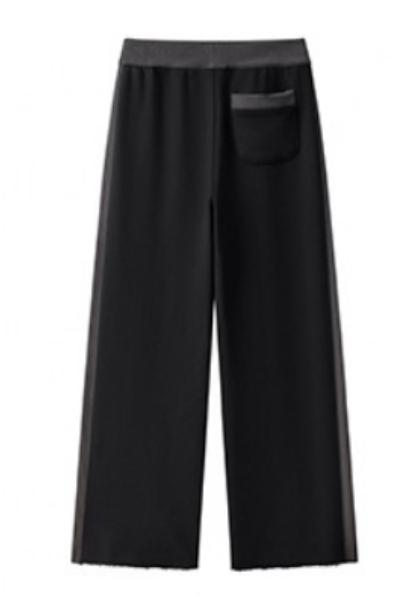 Women Fall 100% Cotton Wide Leg Raw Hem Pocket Sweatpants
