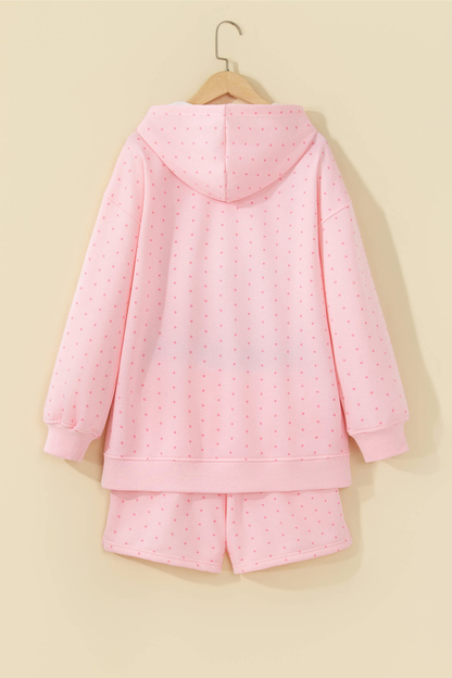 Women's Fall Polka Dot Hooded Two Piece Casual Set