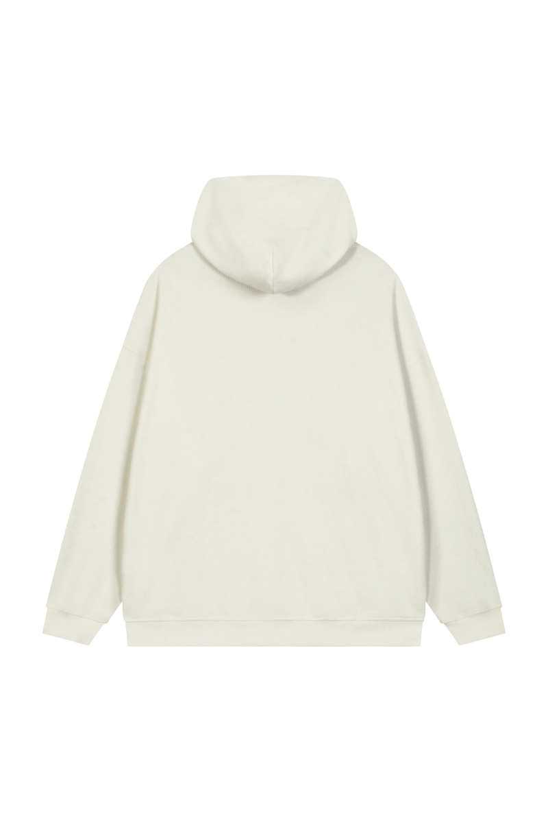 Men's Fall Waffle-Texture Drop-Shoulder Pullover Hoodie
