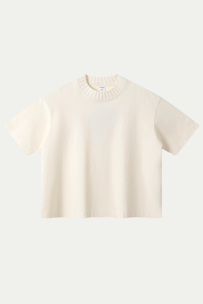 Women's 305g Cotton Colorblock Knit Boxy Crewneck Tee
