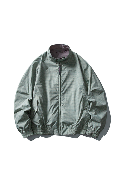 Unisex Retro Plaid StandCollar Loose Reversible Jacket
