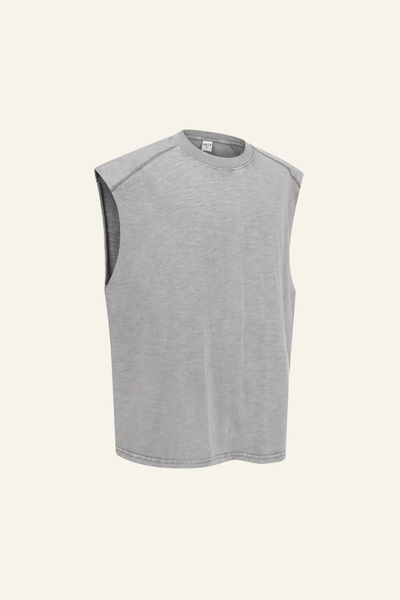 Men's Cotton Washed Retro Round-necked Tank Top