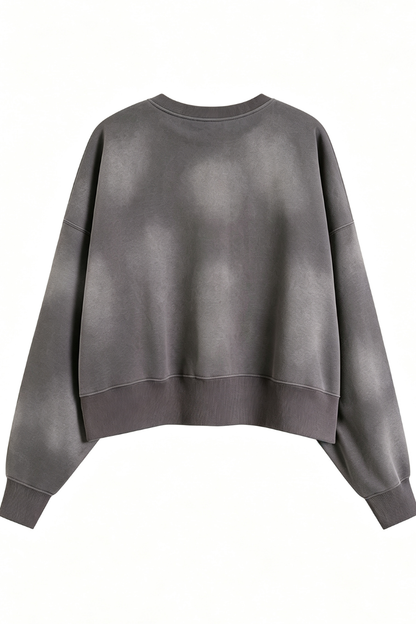 Women's Fall Vintage-Wash Cropped Crewneck Sweatshirt