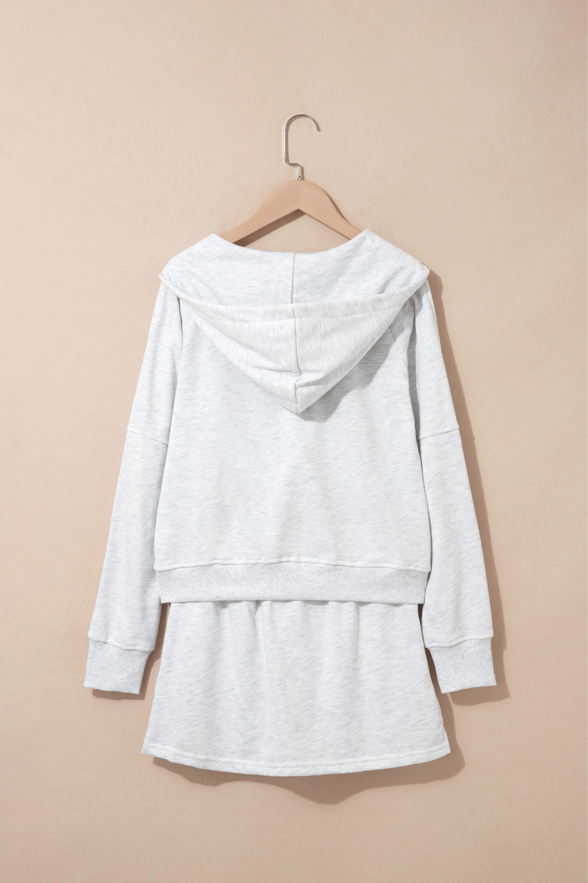 Women Spring Half Zip Cropped Hoodie Side Slit Skort Set