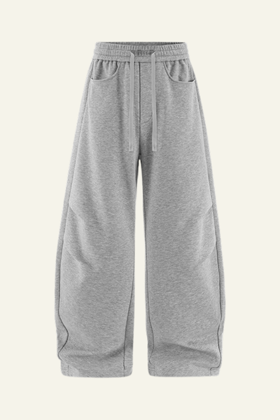 Men's Streetwear Double-pleated Curved  Pants