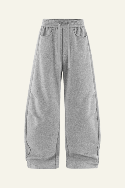 Men's Streetwear Double-pleated Curved  Pants