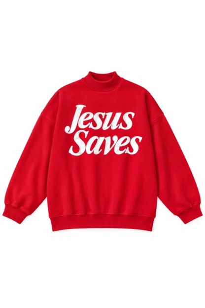 Women Fall Clothing Jesus Saves Mock Neck Sweatshirt
