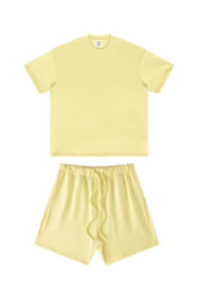 Men's Summer Heavy Solid Outdoor Street Tee & Shorts Set