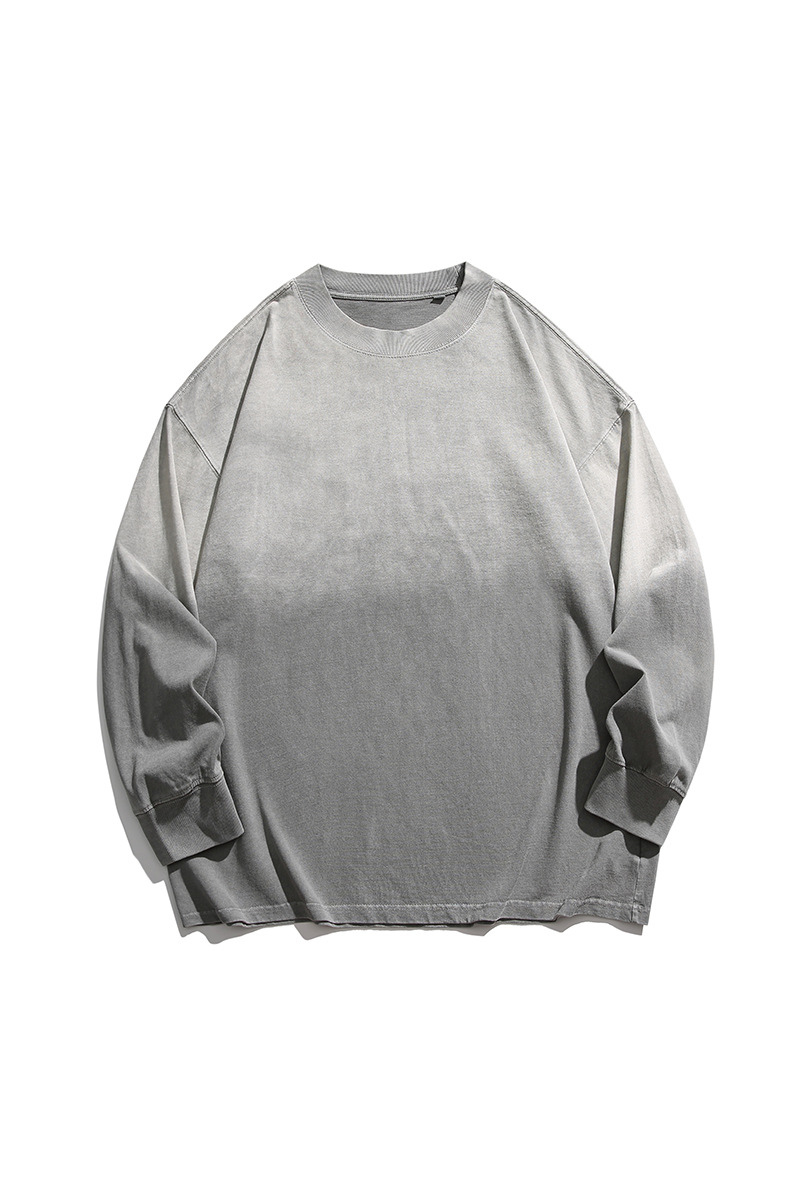 Unisex Heavy Washed American Gradient Loose Long Sleeve Tee