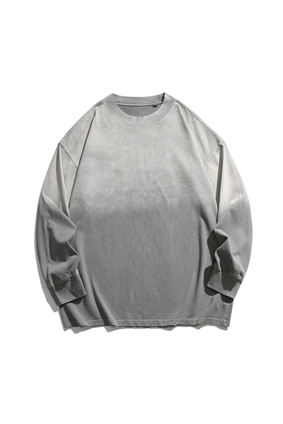 Unisex Heavy Washed American Gradient Loose Long Sleeve Tee