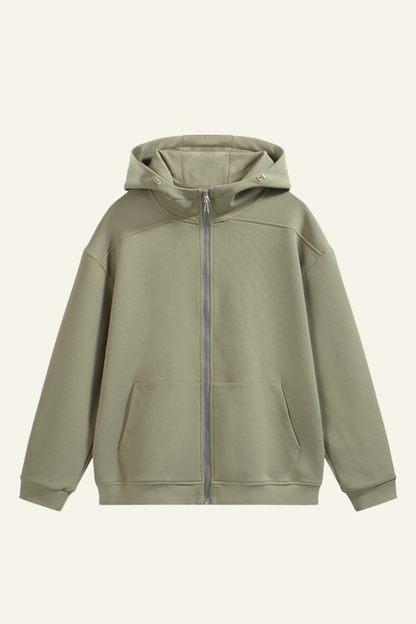 Men's Streetwear Front Pocket Full-zipper Hooded Jacket