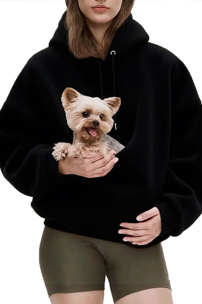 Women Fall Clothing Alpaca Fleece Pet Pocket Hoodie