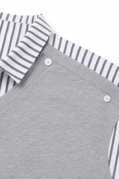 Men's Summer Layered Stripe-Spliced Short-Sleeve T-Shirt