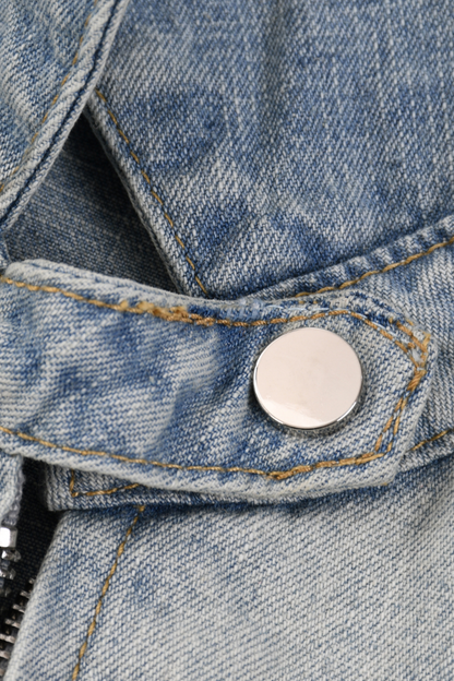 Men's Fall Gradient-Wash Vintage Denim Bomber Jacket