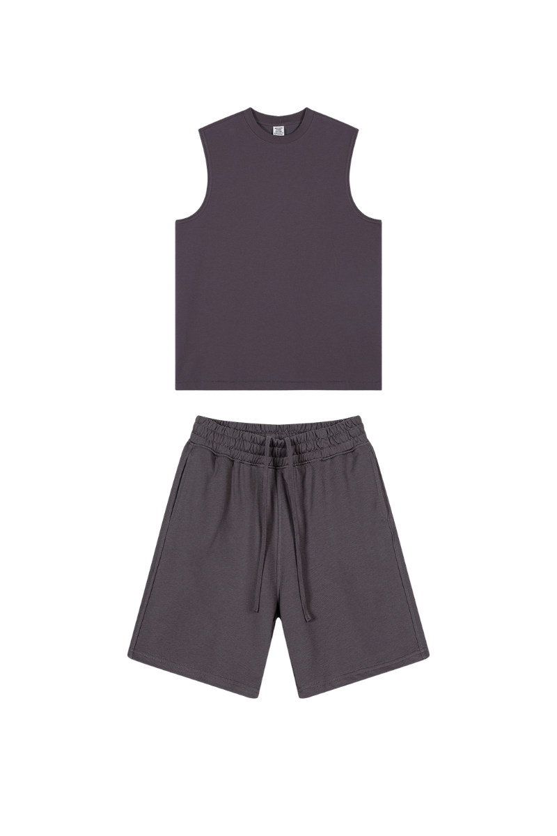 Unisex Summer American Sorona Tank & Loose Shorts Set