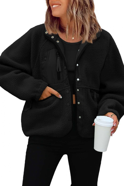Women Fall Clothing Cozy Sherpa Fleece Utility Jacket