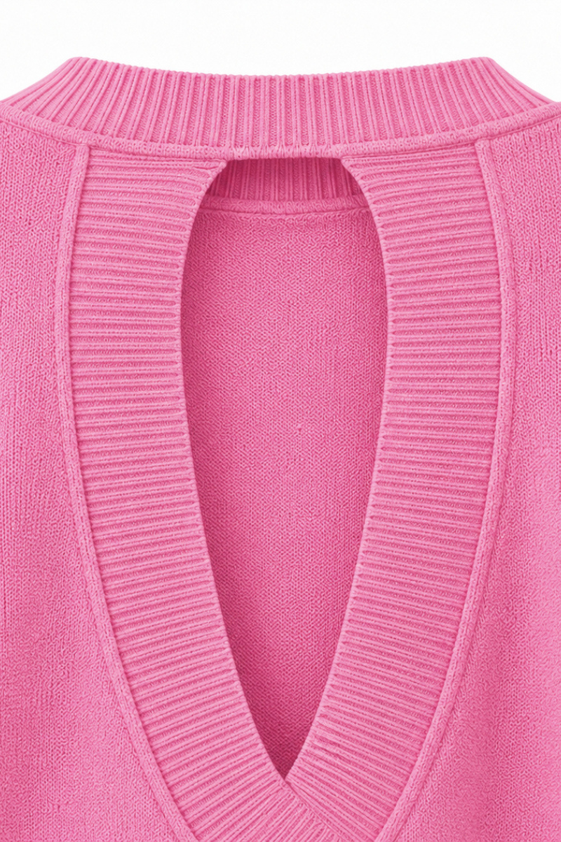 Unisex Spring Crisscross Back Cutout Knit Pullover Sweater