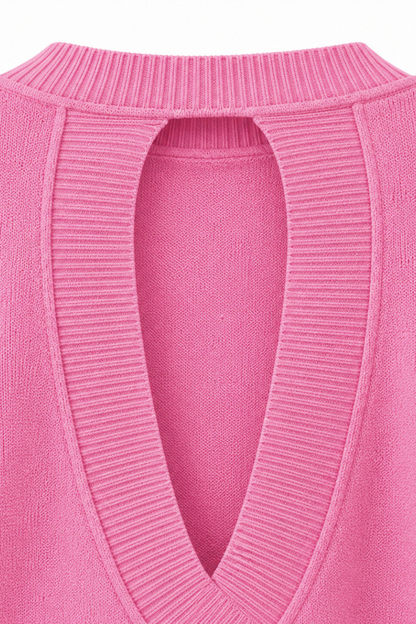 Unisex Spring Crisscross Back Cutout Knit Pullover Sweater